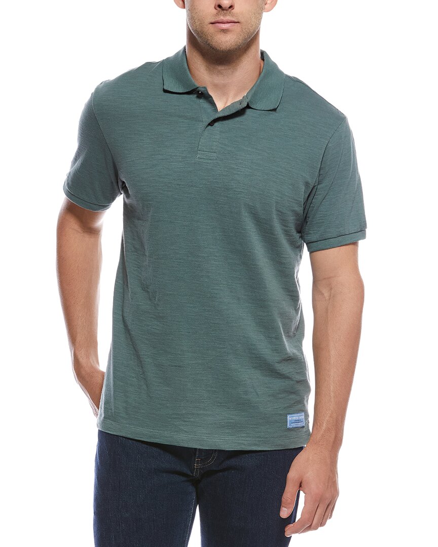 Scotch & Soda Panel Washed Slub Polo Shirt In Green