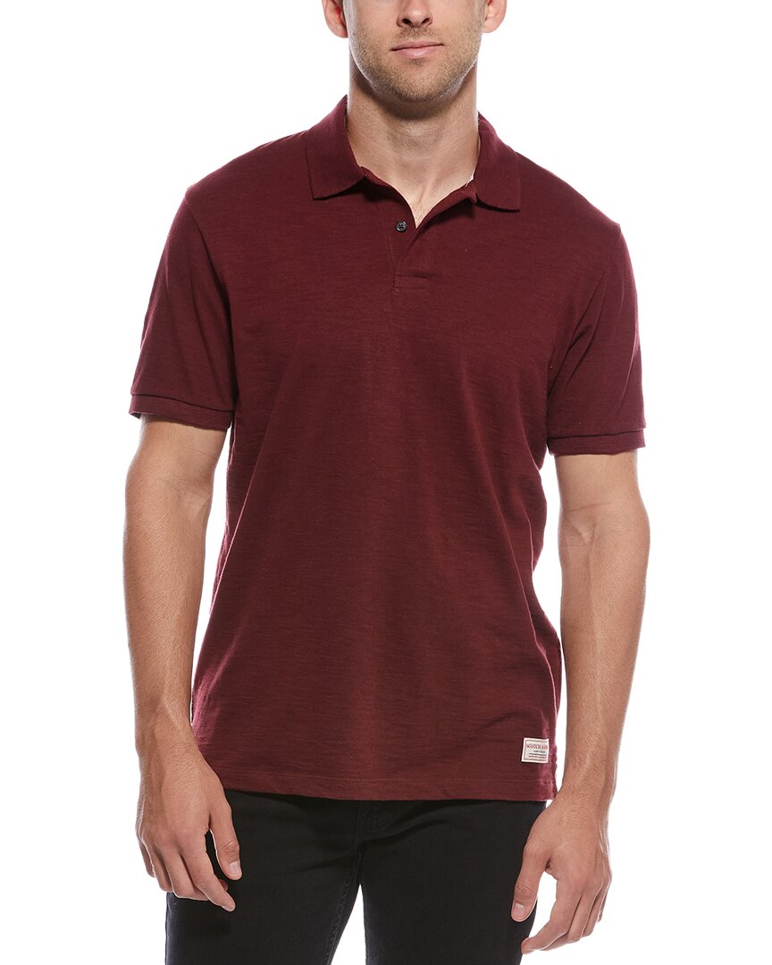 Scotch & Soda Panel Washed Slub Polo Shirt In Red