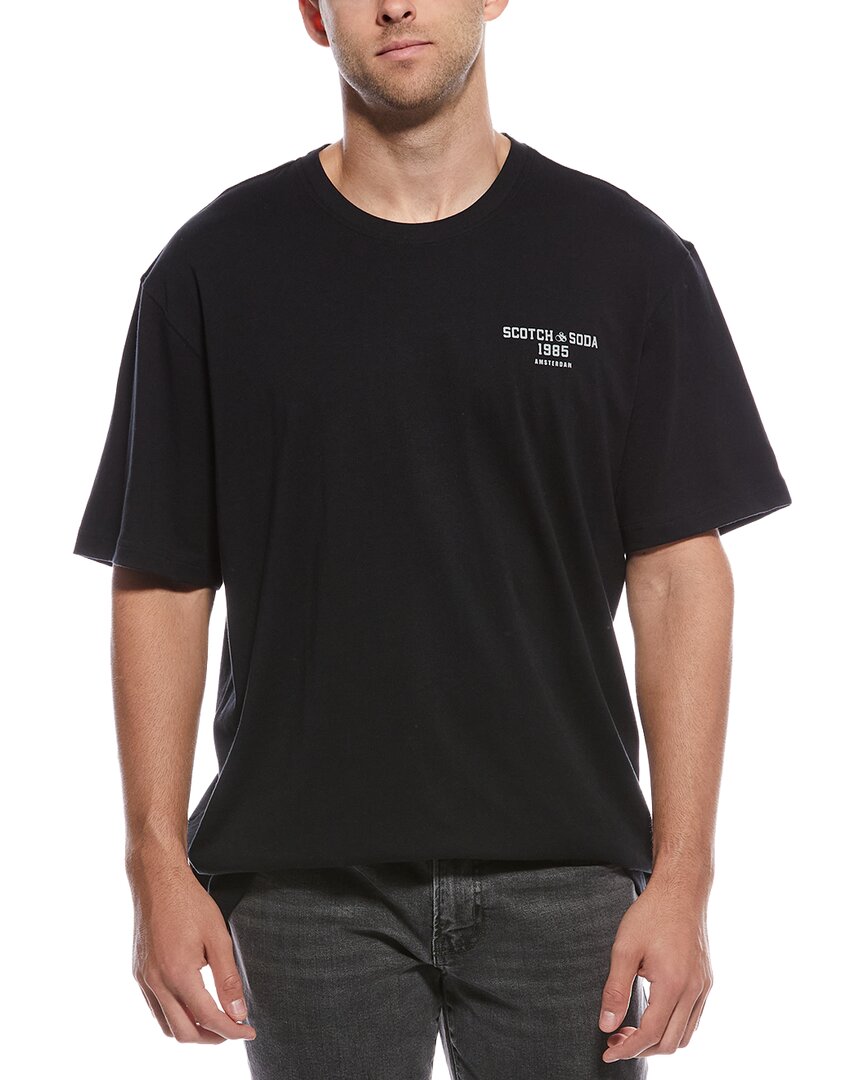 Scotch & Soda Short Sleeve Graphic T-shirt In Black