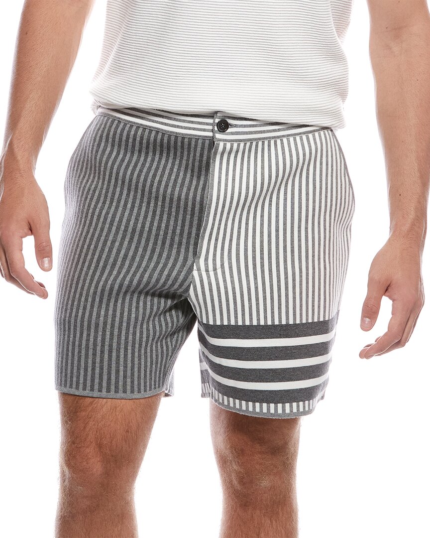 Thom Browne 4-bar Cotton-blend Shorts In Gray