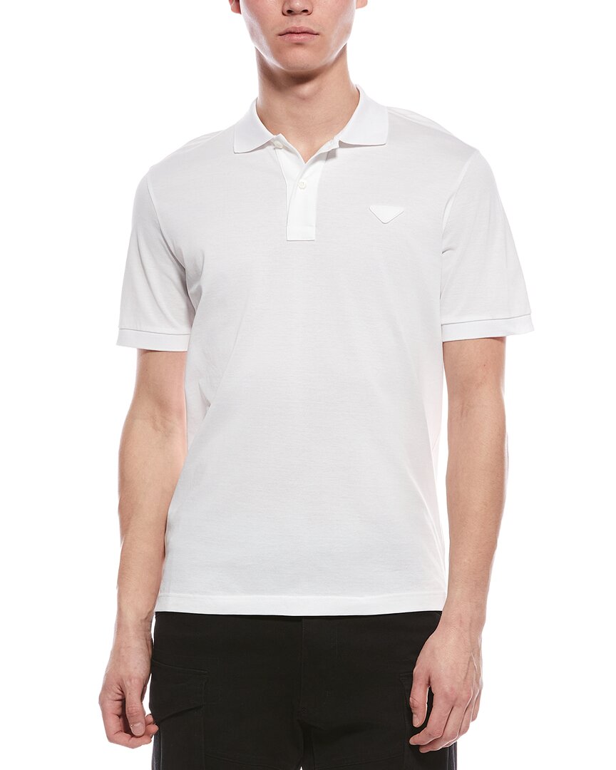 Prada Logo Patch Polo Shirt In White