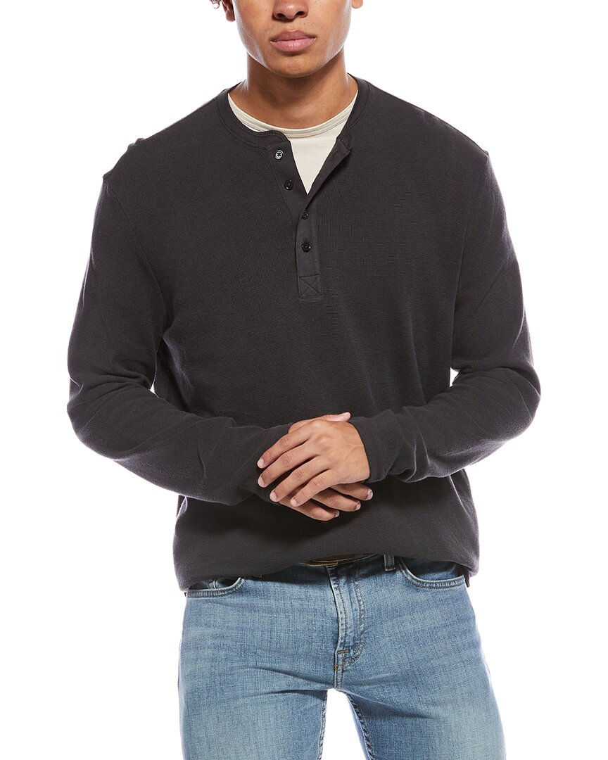 7 For All Mankind Thermal Henley Shirt In Brown