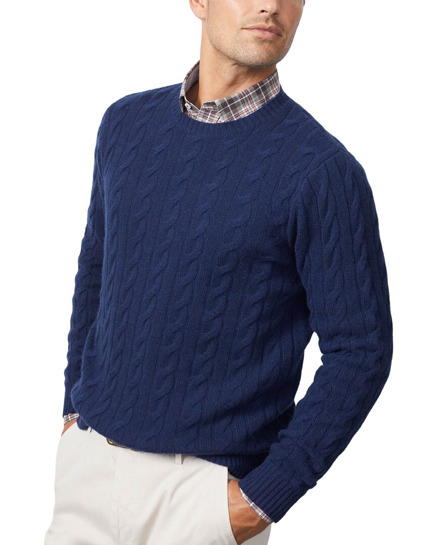 J.mclaughlin Eamon Solid Cable Cashmere Sweater In Blue