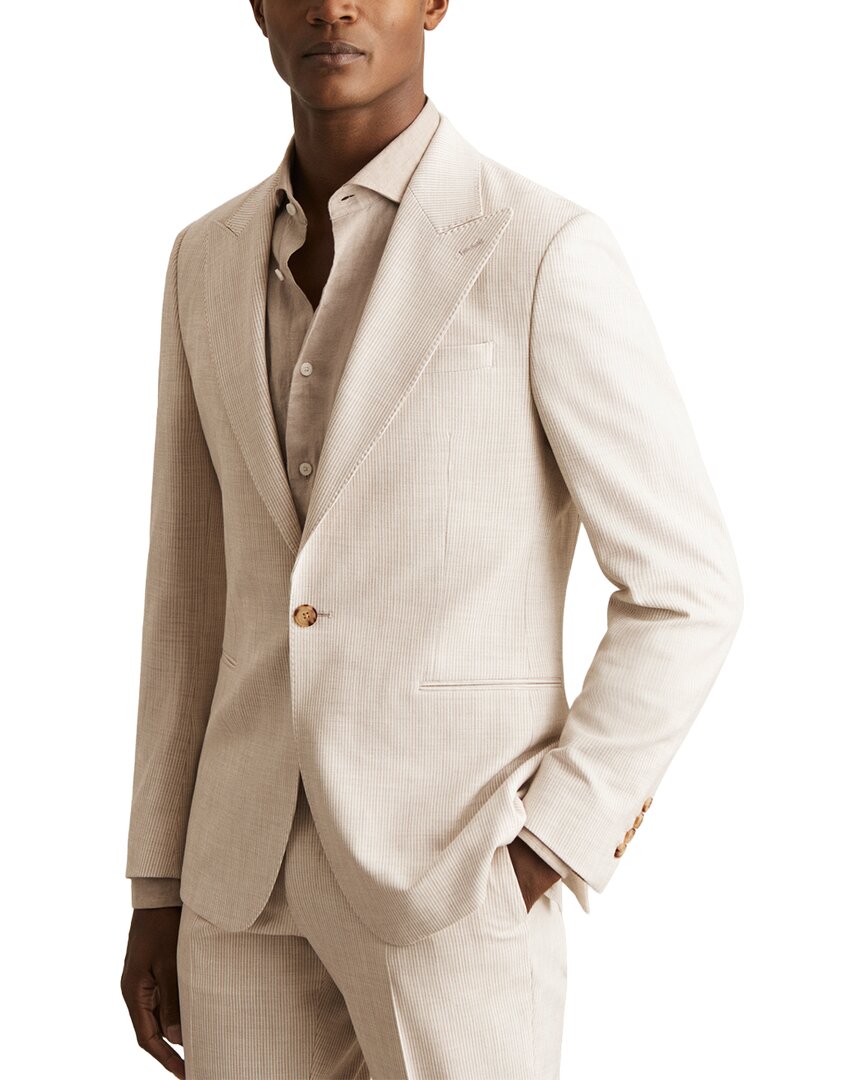 Reiss Kai Peak Pinstripe Formal Jacket In Neutral