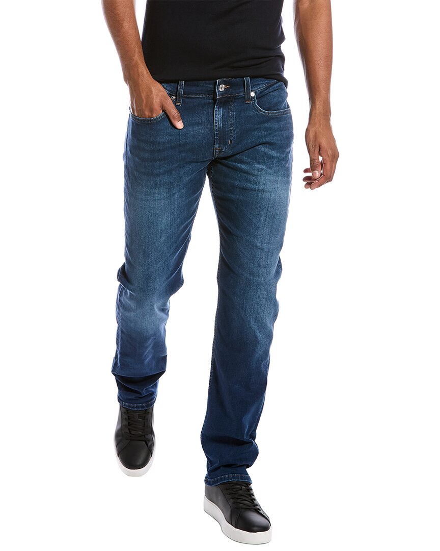 7 For All Mankind Mens Mid Blue The Straight Ramble Straight-leg Regular-fit Stretch-denim Jeans In Blue