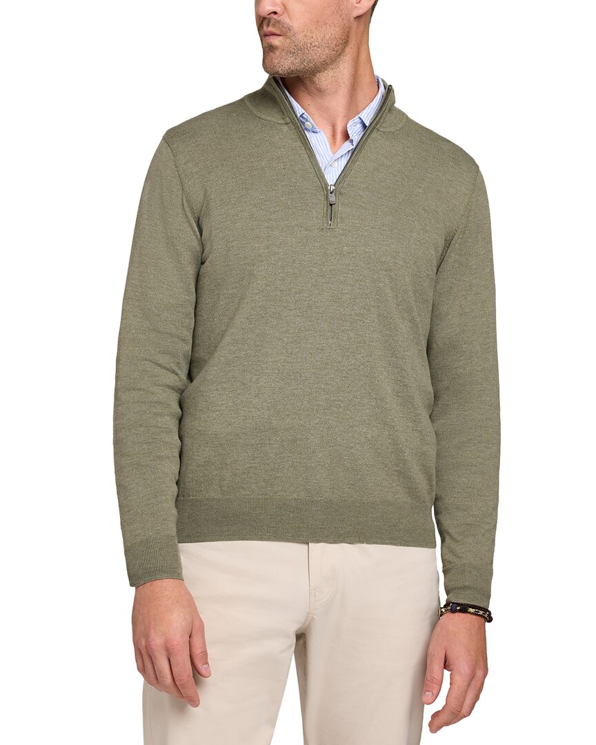 Faherty Movement Quarter Zip Sweater In Green