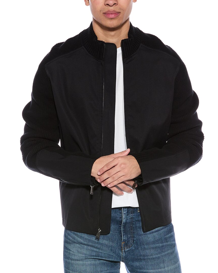 Simkhai Dunn Knit Combo Quilted Down Bomber Jacket In Black