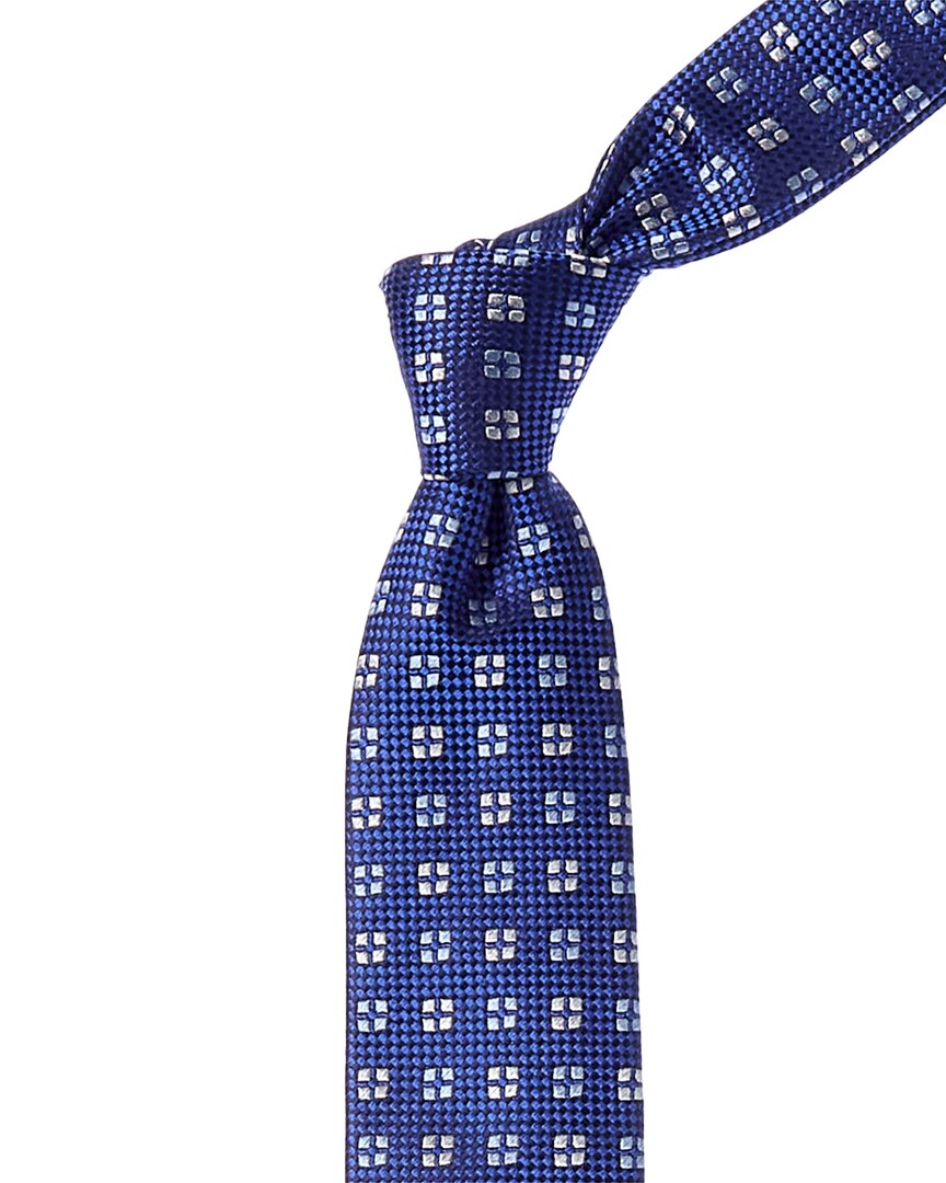 Hugo Boss Light Pastel Blue Squares Silk Tie In Blue