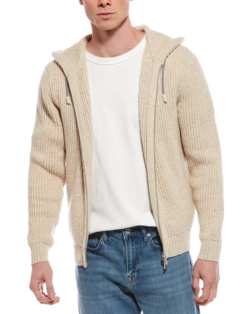 Eleventy Full Zip Sweater In White