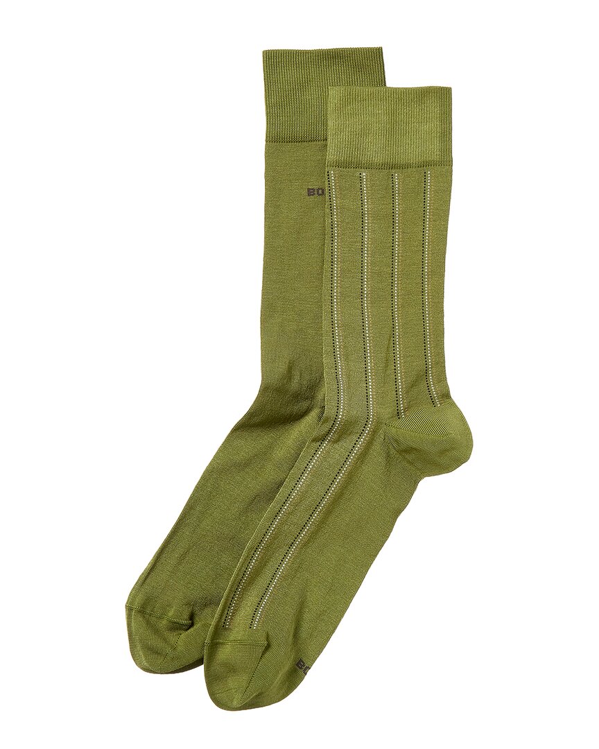 Hugo Boss 2pk Pinstripe Socks In Green