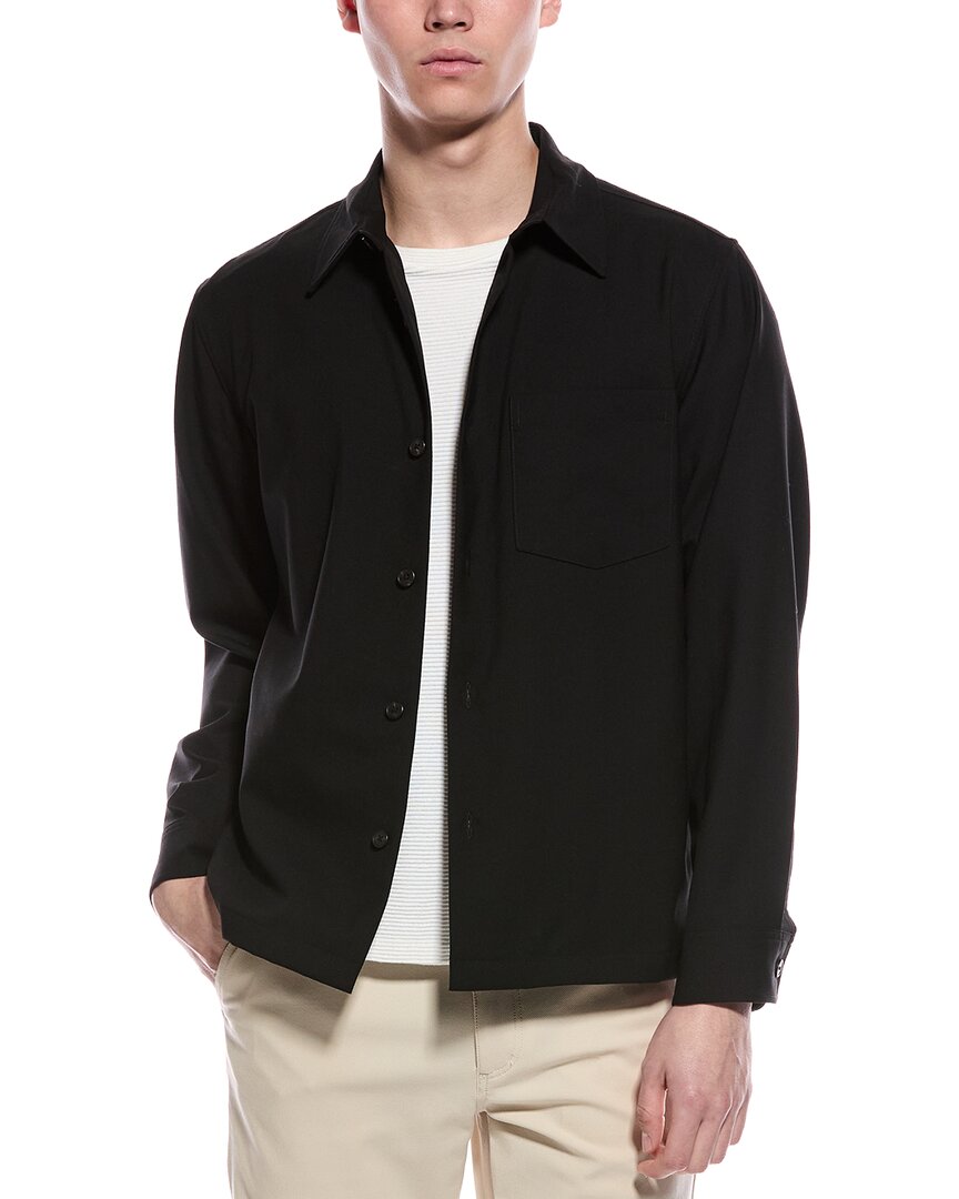 Theory Snap Overshirt In Suede In Black