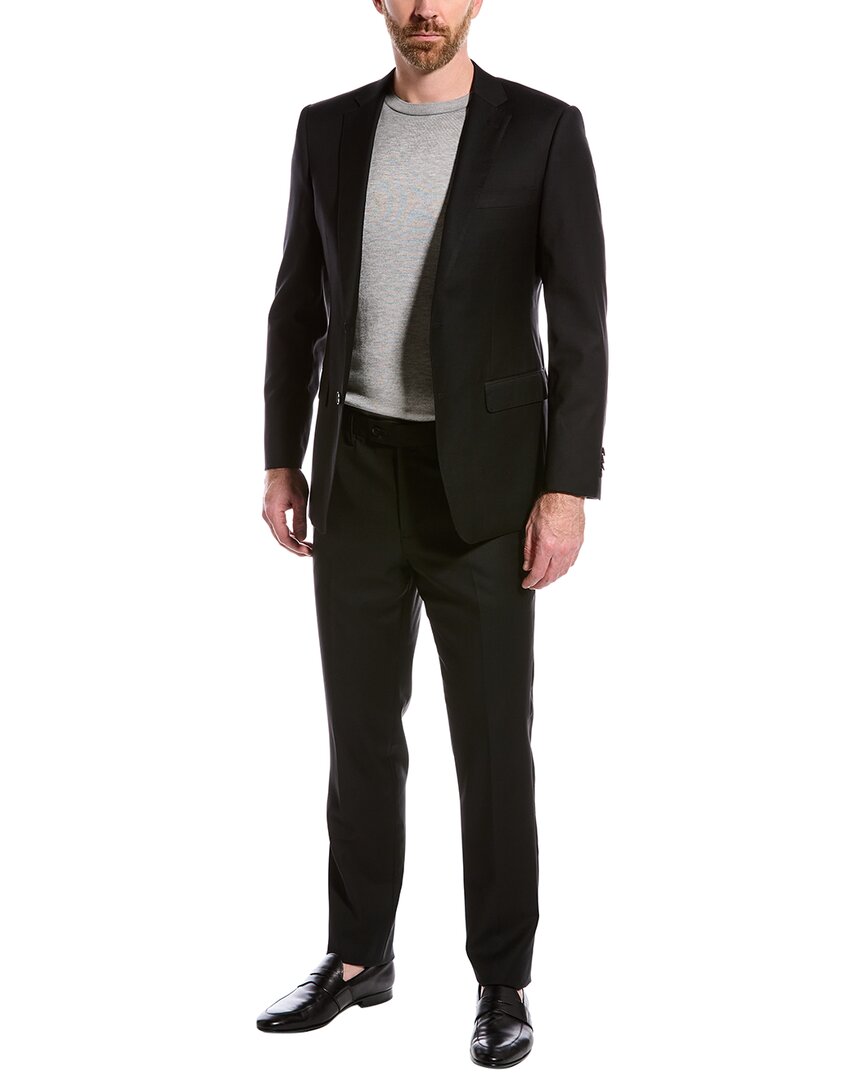Shop Cavalli Class 2pc Slim Fit Wool Suit In Black