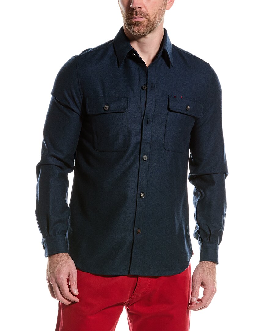 Isaia Wool & Cashmere-blend Shirt In Black