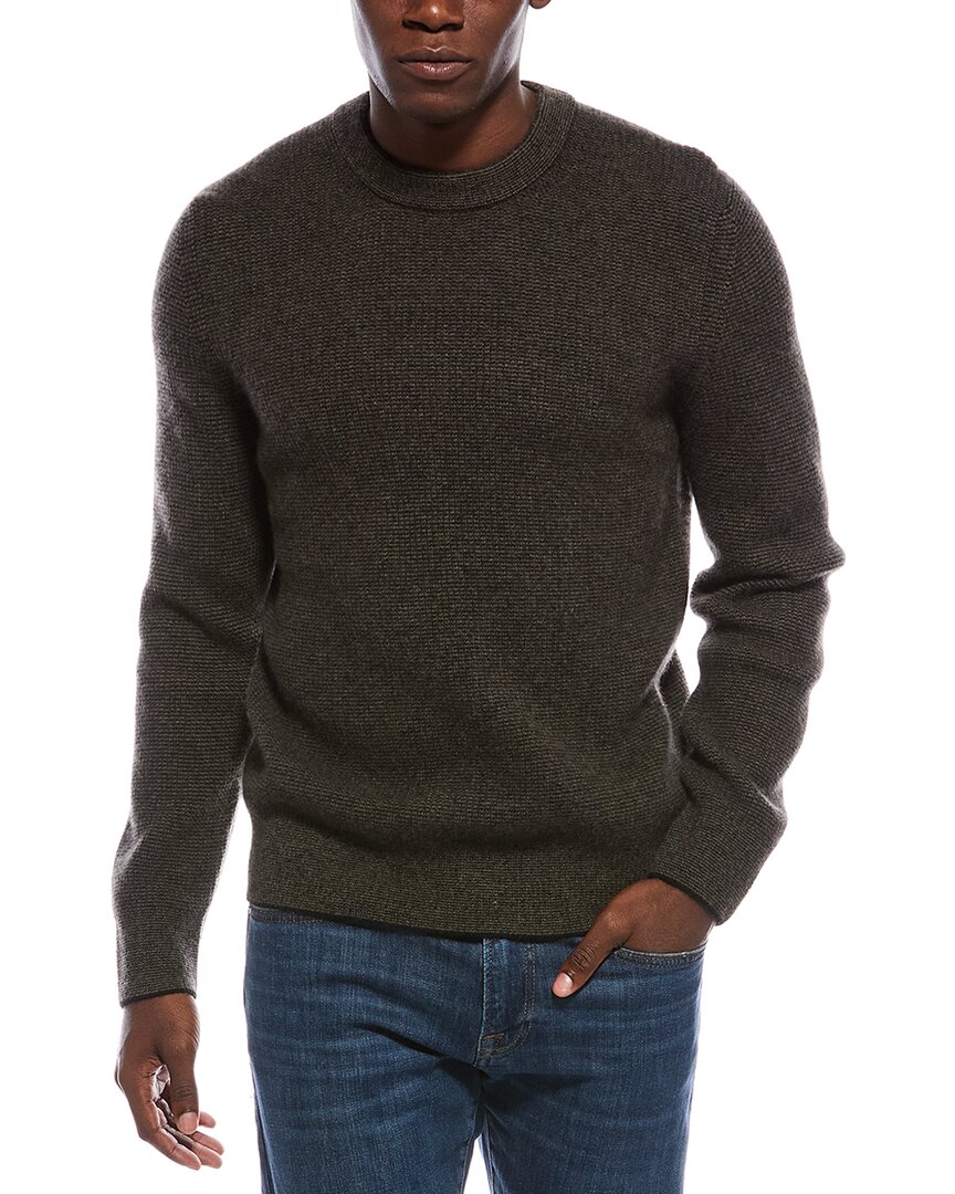Vince Boiled Cashmere Thermal Crewneck Sweater In Black