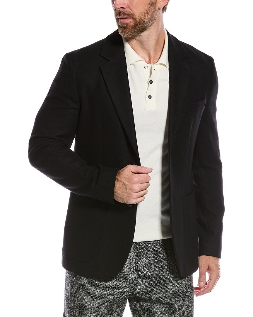 Ted Baker Yarm Slim Fit Flannel Wool-blend Blazer In Black