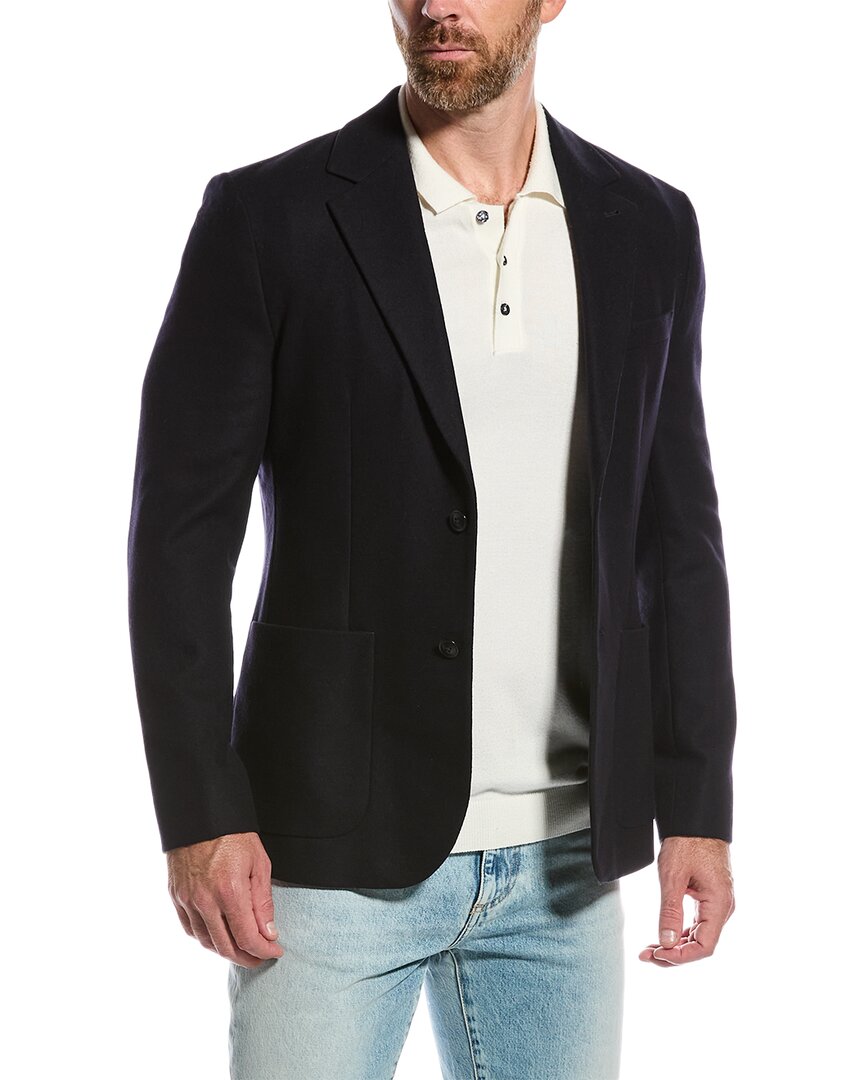 Ted Baker Yarm Slim Fit Flannel Wool-blend Blazer In Blue