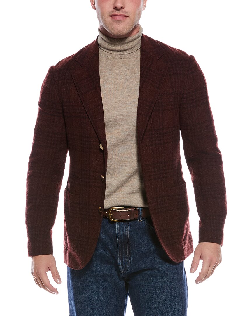 Brunello Cucinelli Single-breasted Tartan Frieze Blazer In Brown