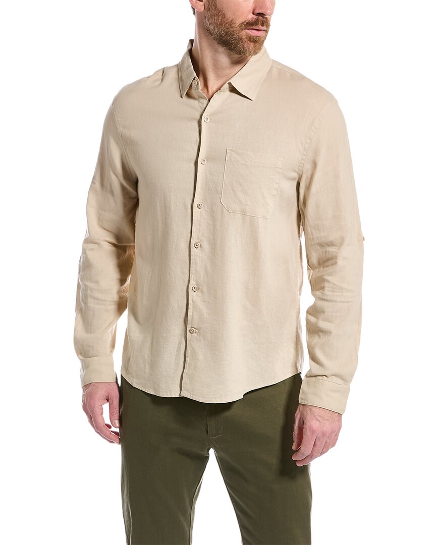 Magaschoni Linen-blend Woven Shirt In Beige