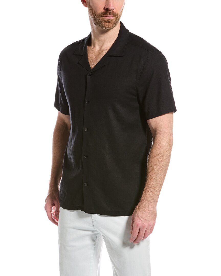Magaschoni Linen-blend Woven Shirt In Black