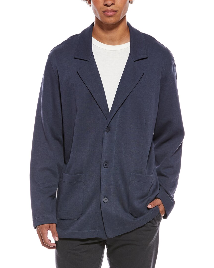 Hanro Rib Knit Blazer In Blue