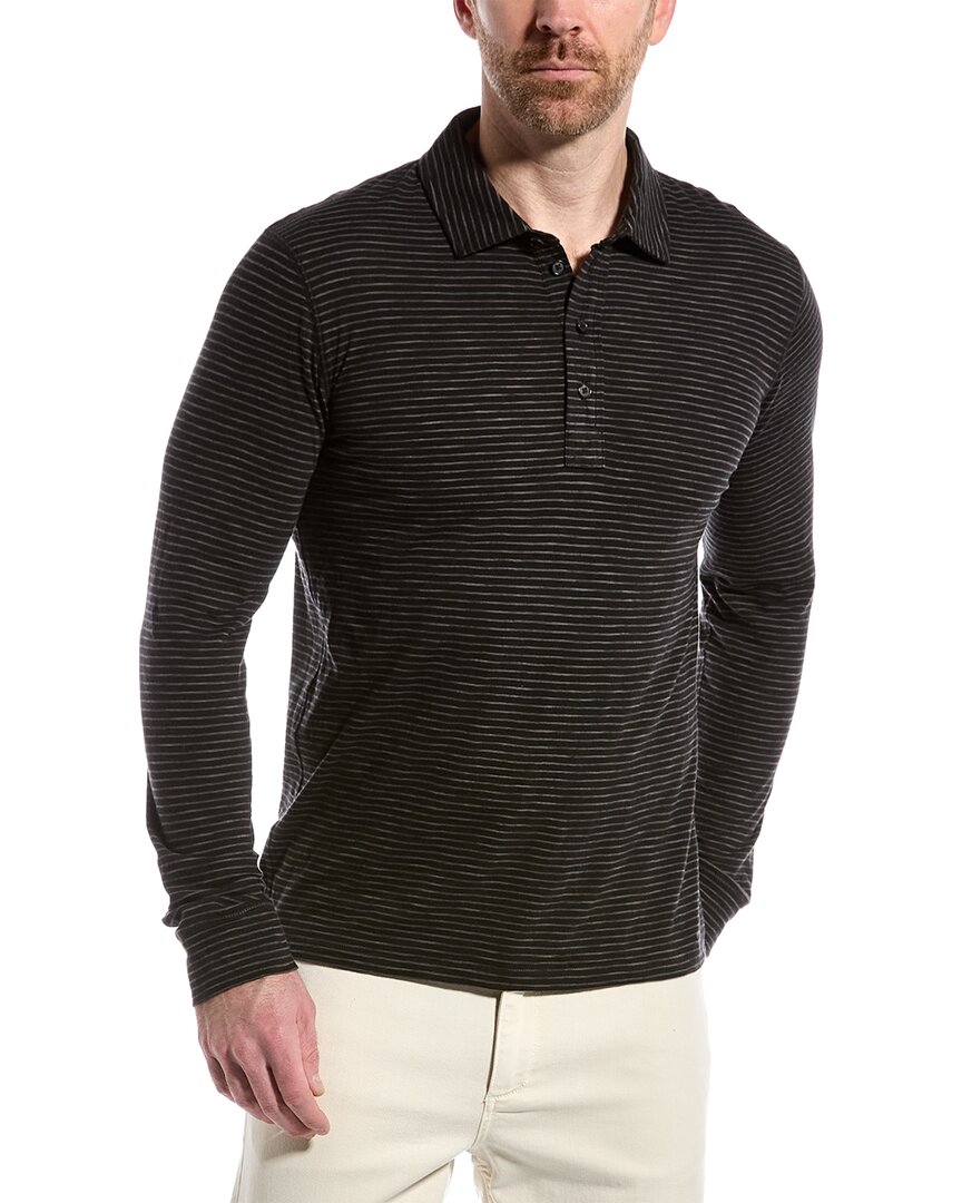 Billy Reid Stripe Polo Shirt In Black ModeSens