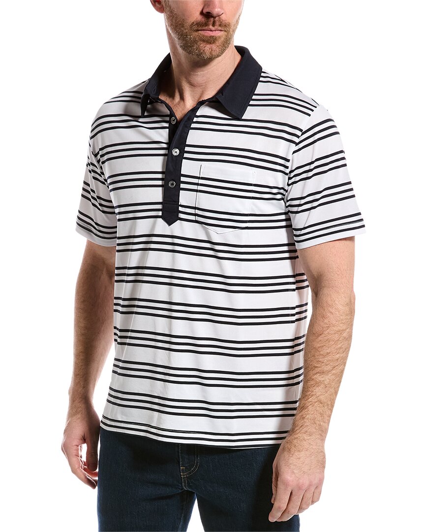Magaschoni Pique Stripe Polo Shirt In White