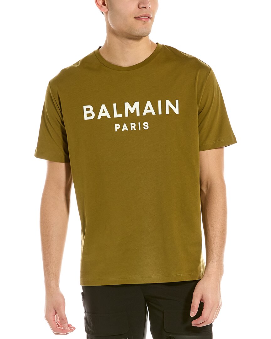 Balmain Men's  Green Cotton T Shirt