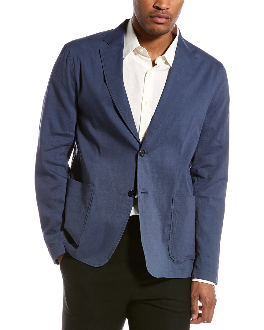 Theory Clinton Linen-blend Blazer In Blue