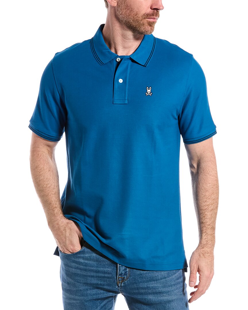 Psycho Bunny Logan Pima Cotton Piqué Polo in Chambray Blue