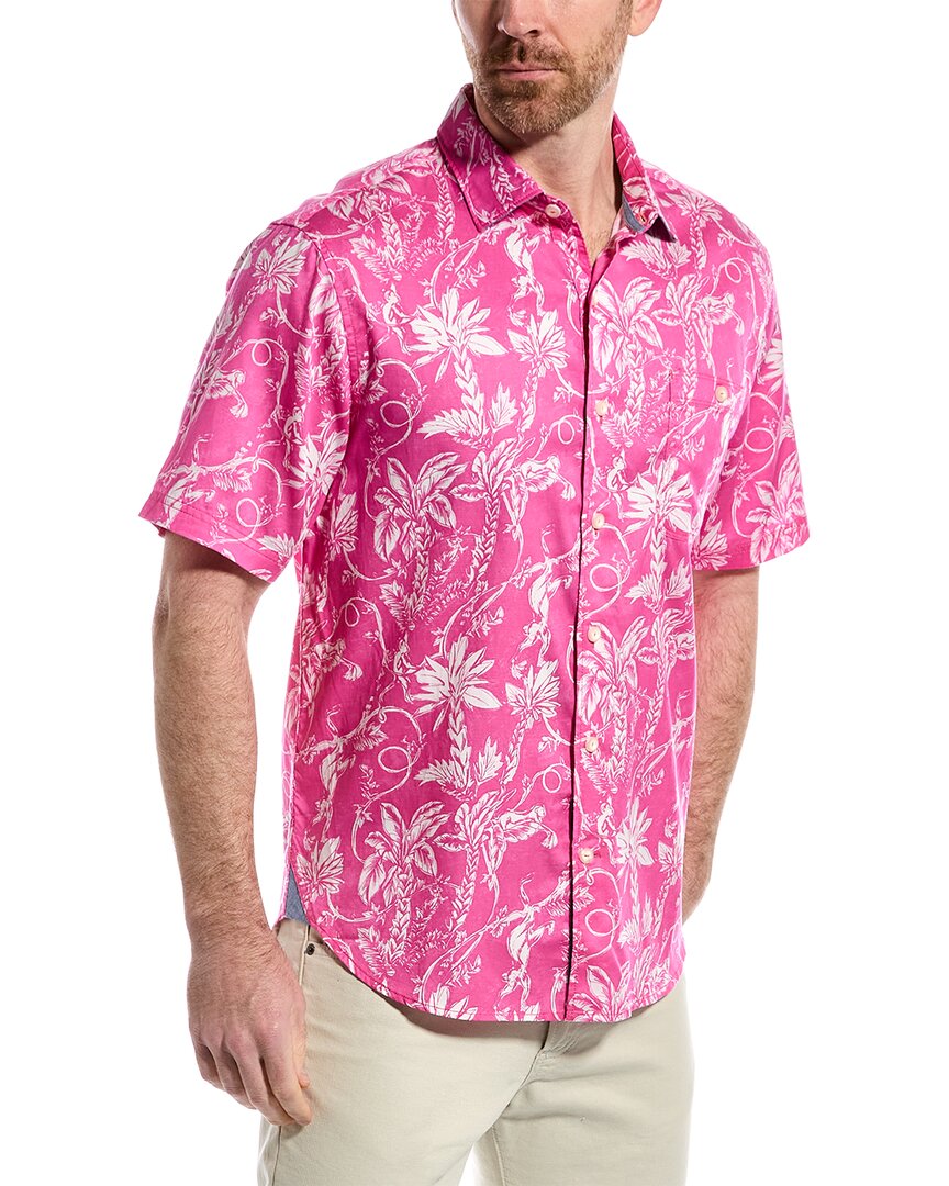 Tommy Bahama Tortola Monkey Sea Monkey Dew Short Sleeve Button-up Shirt In Pink