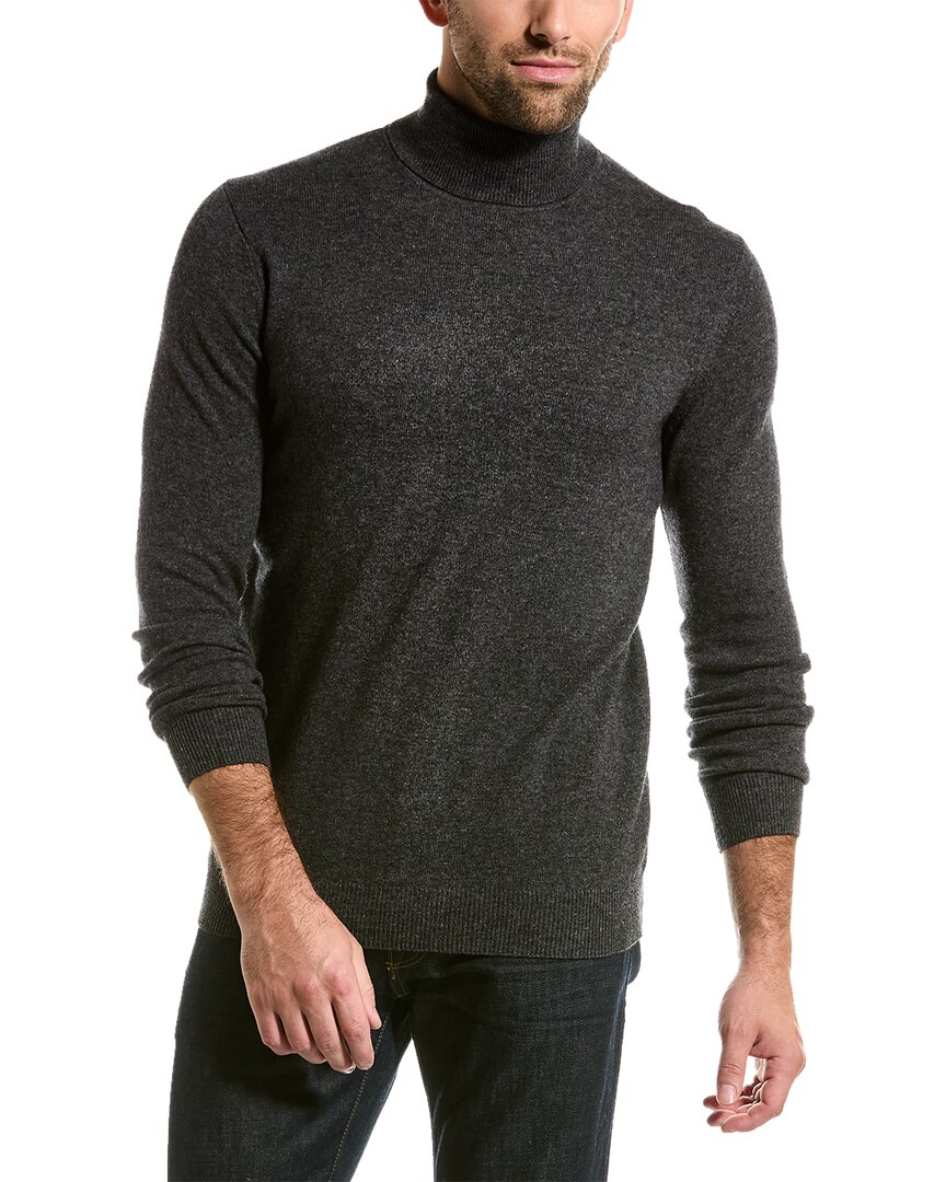 Shop Forte Cashmere Classic Cashmere Turtleneck Sweater In Grey