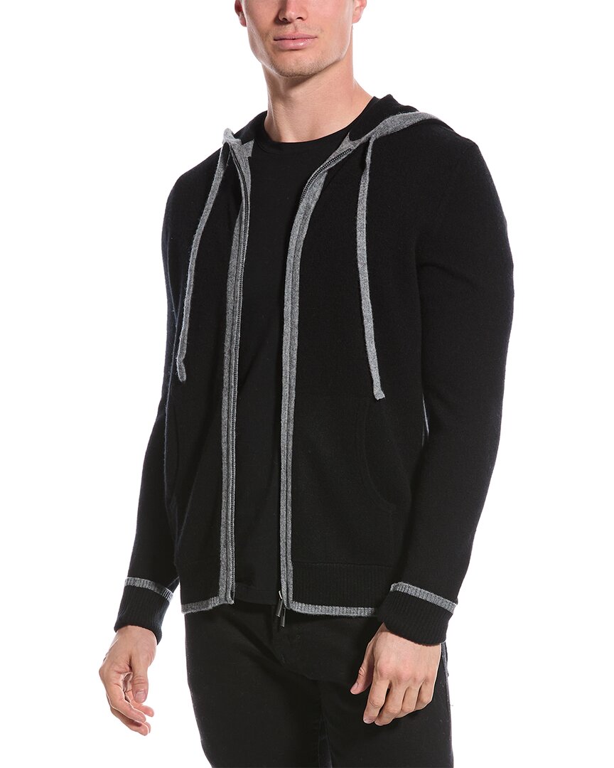 QI QI CASHMERE COLORBLOCKED CASHMERE HOODIE