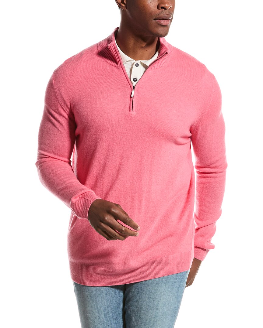 Shop Forte Cashmere 1/4-zip Cashmere Mock Sweater In Pink