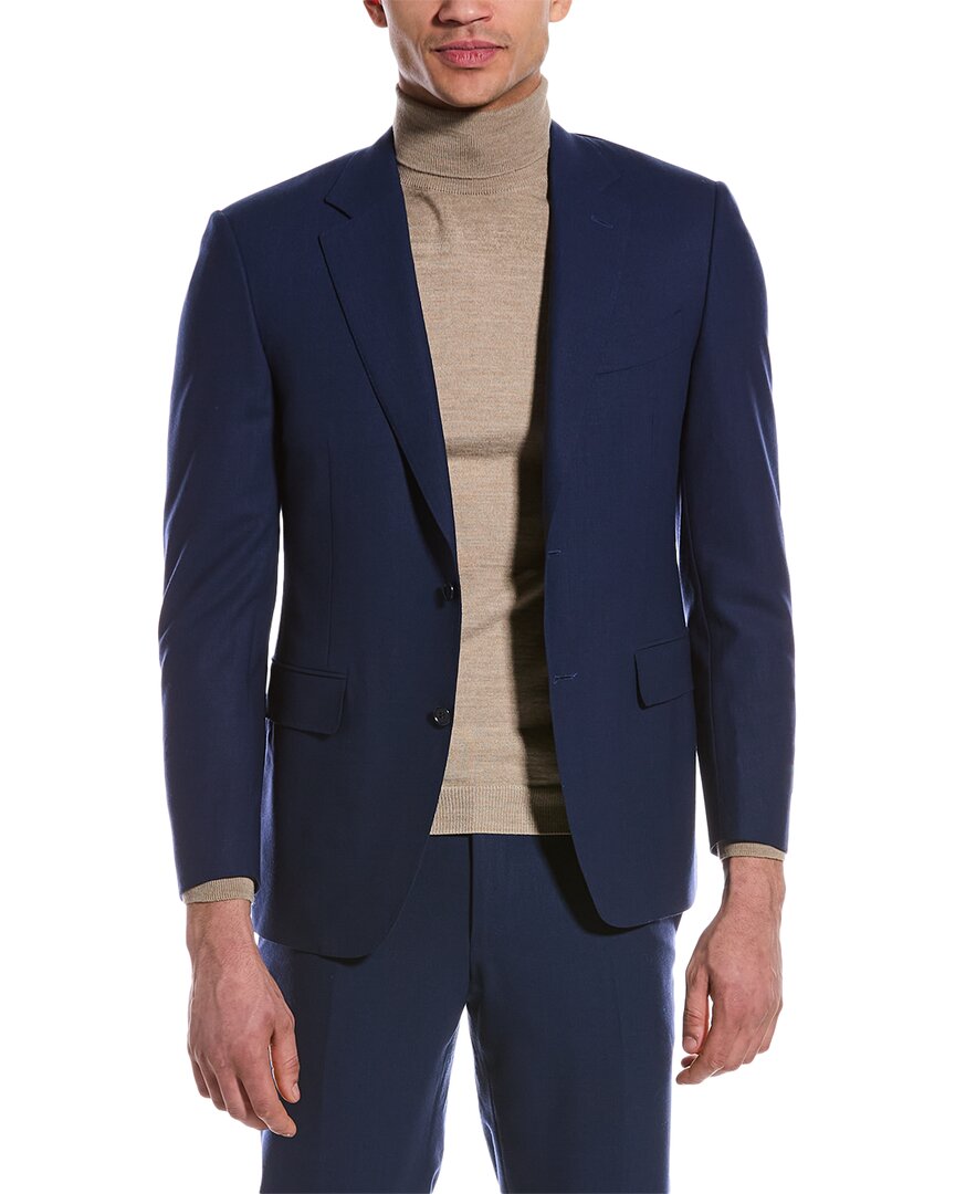 Canali Wool Suit With Flat Front Pant In Blue