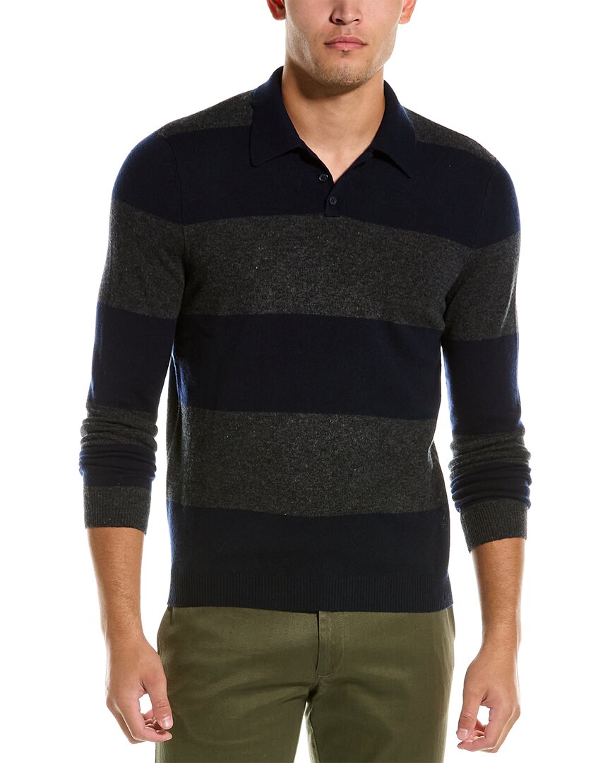 Autumn Cashmere Striped Wool & Cashmere-blend Polo Sweater In Blue