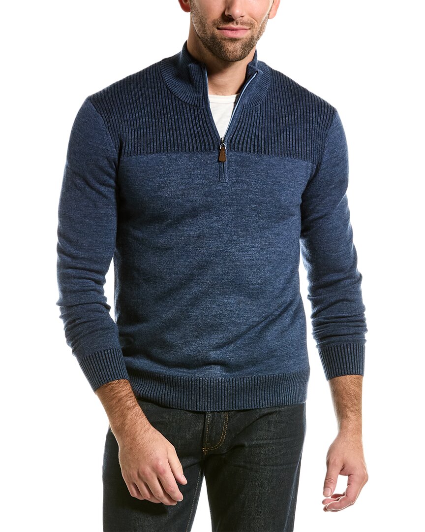Shop Bruno Magli Merino Wool 1/2-zip Mock Sweater