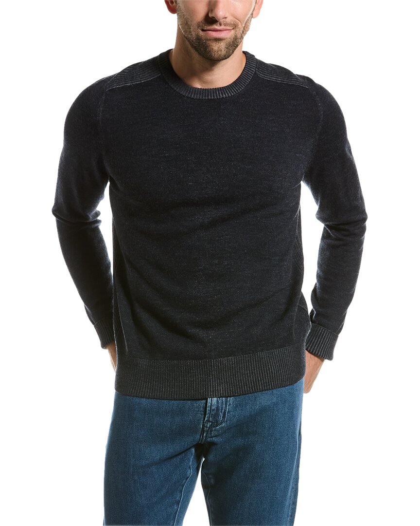 Shop Bruno Magli Plaited Rib Saddle Wool Crewneck Sweater In Blue