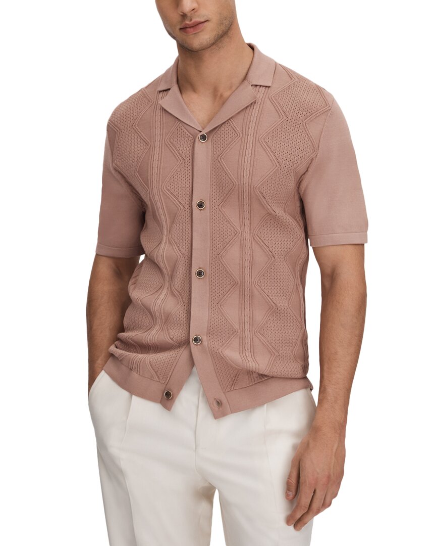 Reiss Fortune Cuban Button Top In Brown