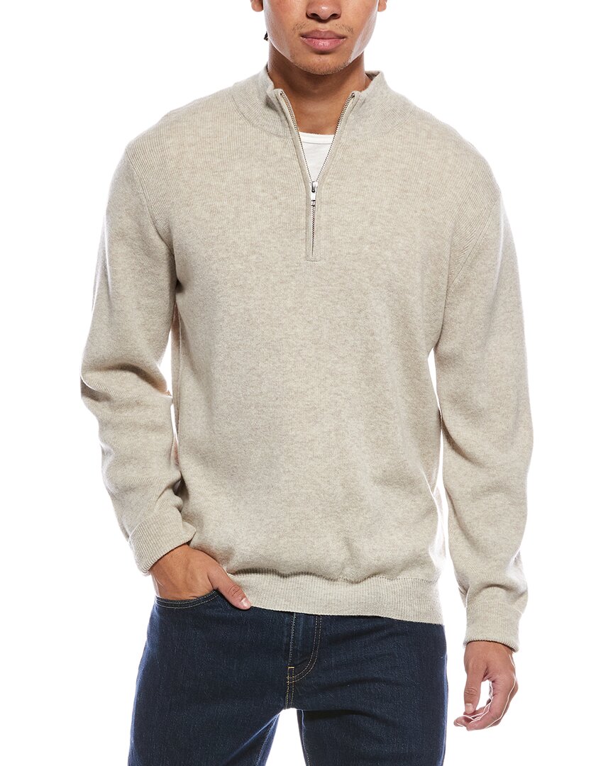 Scott & Scott London Brodie Cashmere Ribbed Wool & Cashmere-blend 1/4-zip Mock Neck Sweater In Multi