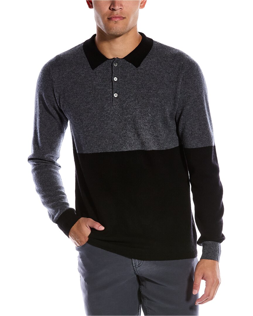 Shop Scott & Scott London Colorblocked Wool & Cashmere-blend Polo Shirt In Grey