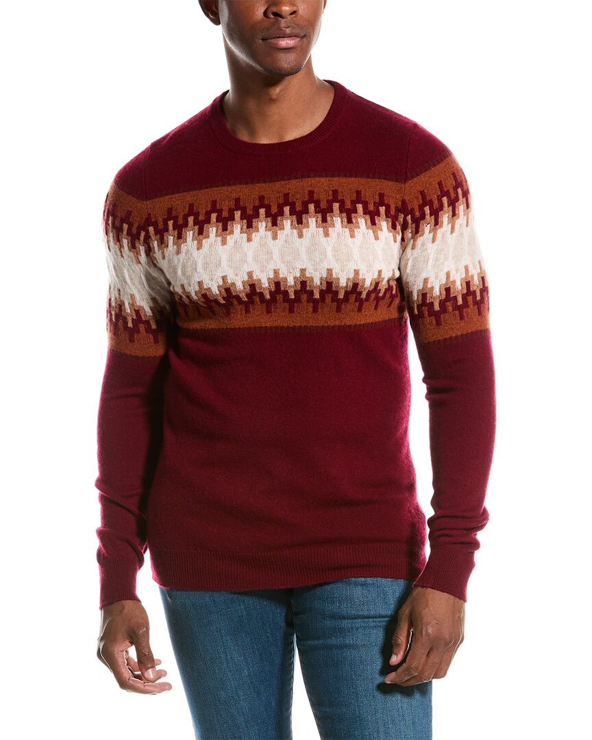 Shop Scott & Scott London Fairisle Wool & Cashmere-blend Crewneck Sweater In Red