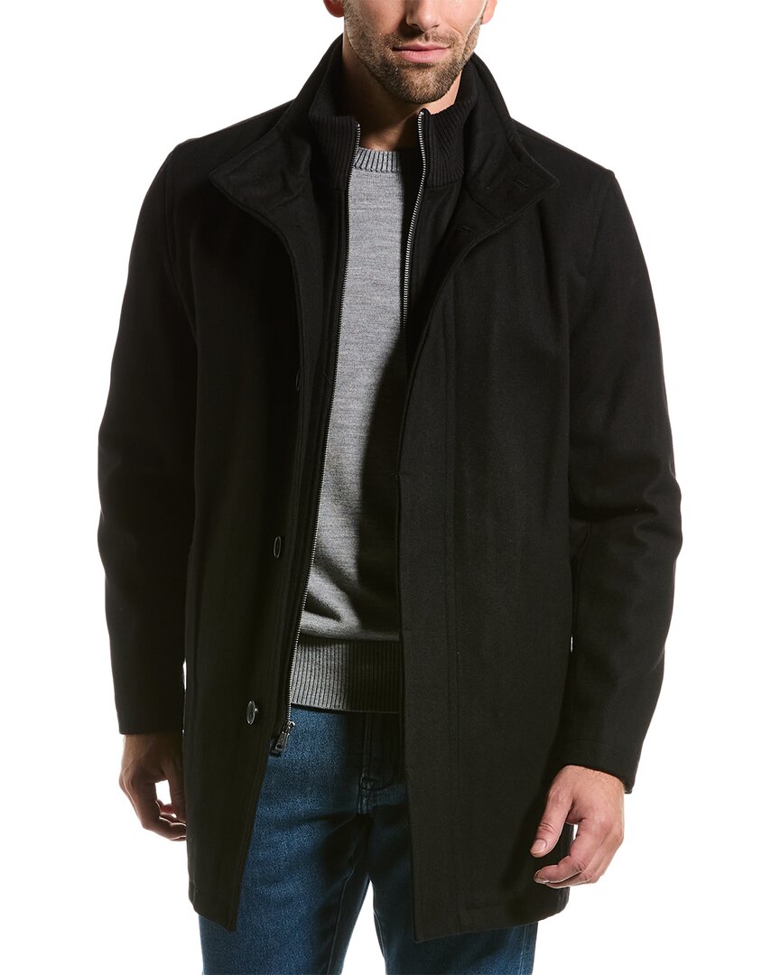 Cole Haan Signature Wool-blend Car Coat In Black