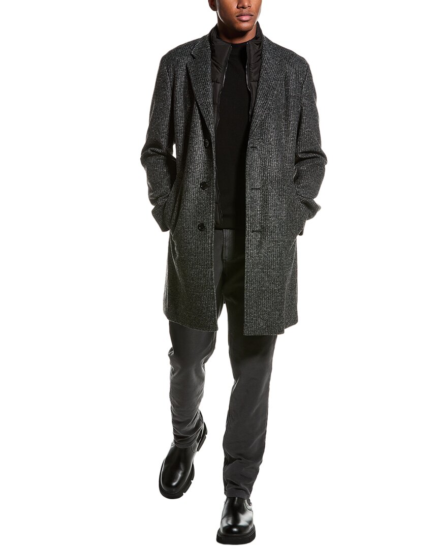 Hugo Boss Boss  Hyde Wool-blend Peacoat In Black