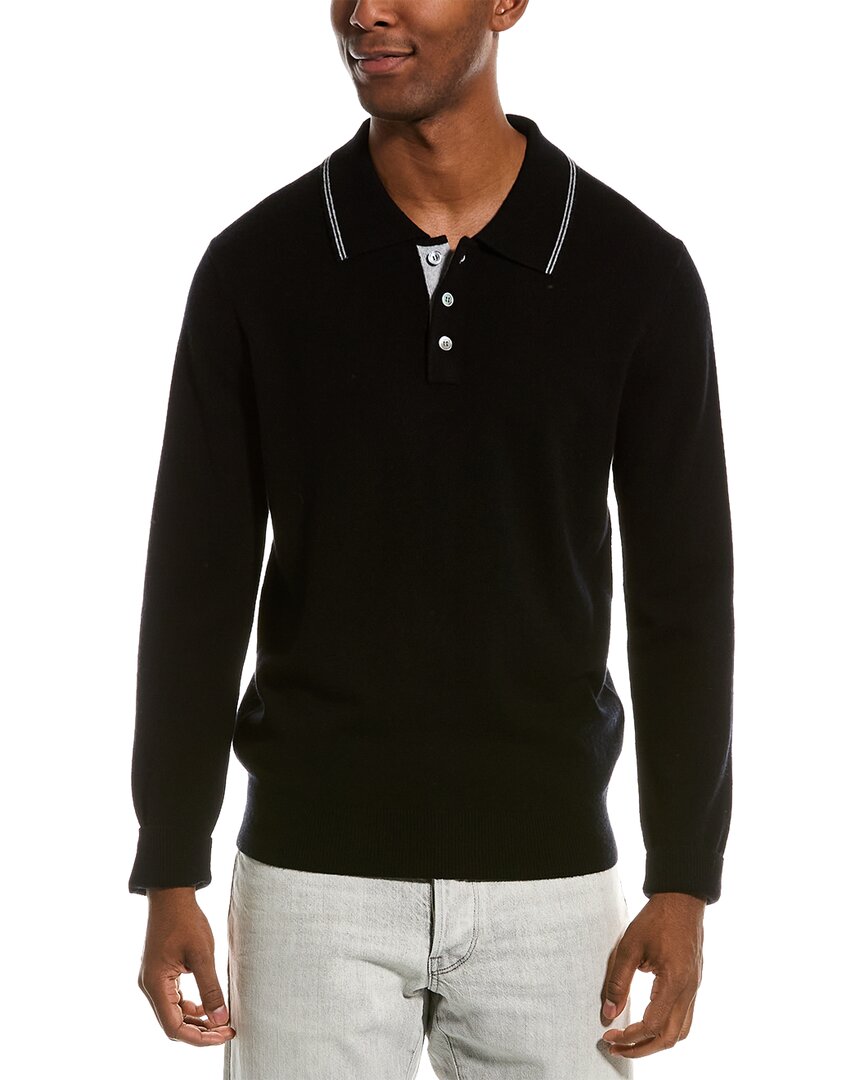 Shop Kier + J Wool & Cashmere-blend Polo Shirt In Black