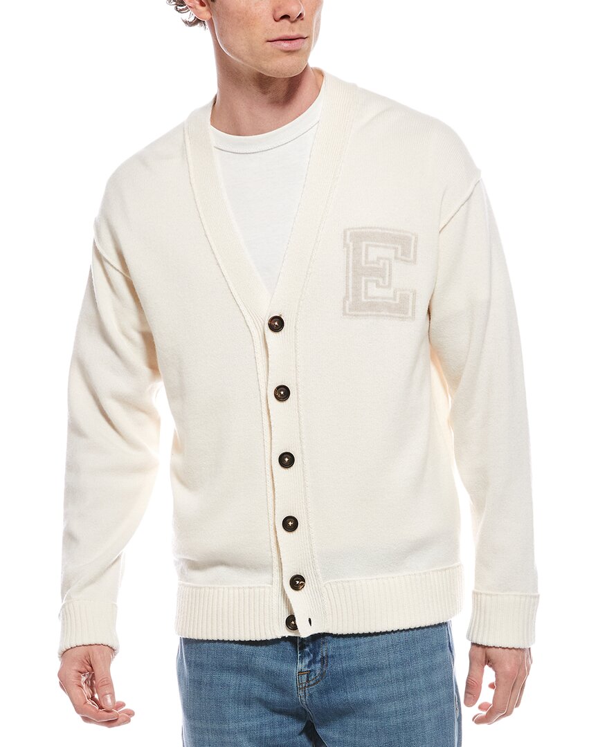 Eleventy Platinum Man Cardigan Cream Size M Wool In White
