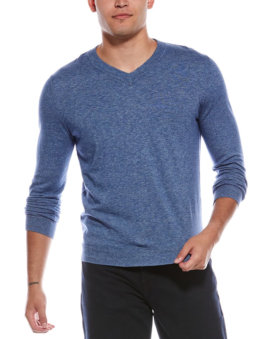 Autumn Cashmere Coverstitch V-neck Sweater In Blue
