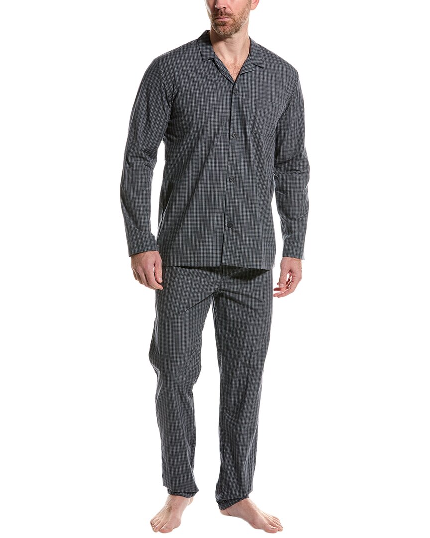 Hanro 2pc Woven Pajama Set In Gray