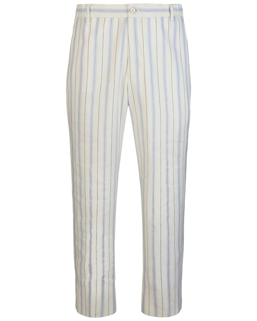 Gucci Fo Silk & Linen-blend Pant In Blue