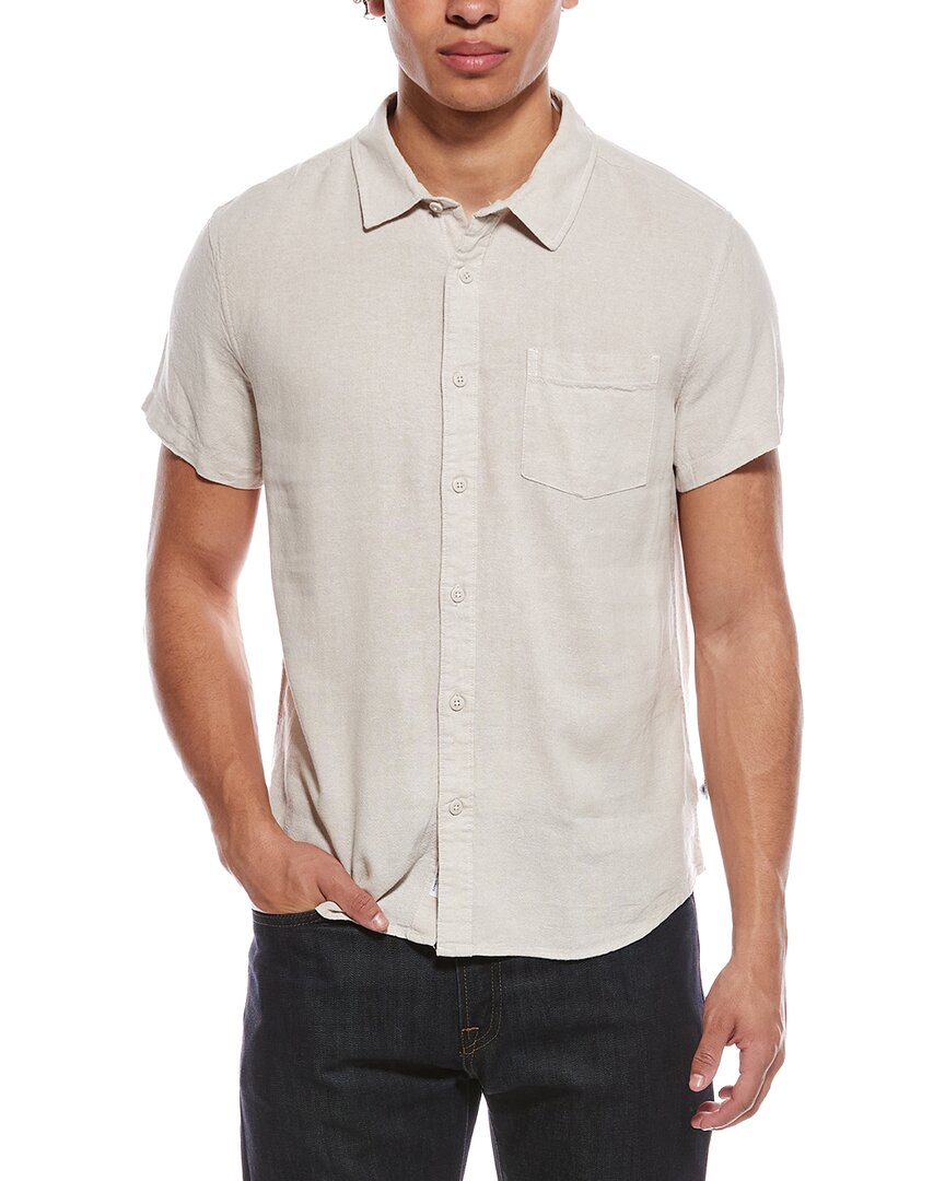 Vintage Summer Linen-blend Button-down Shirt In Neutral