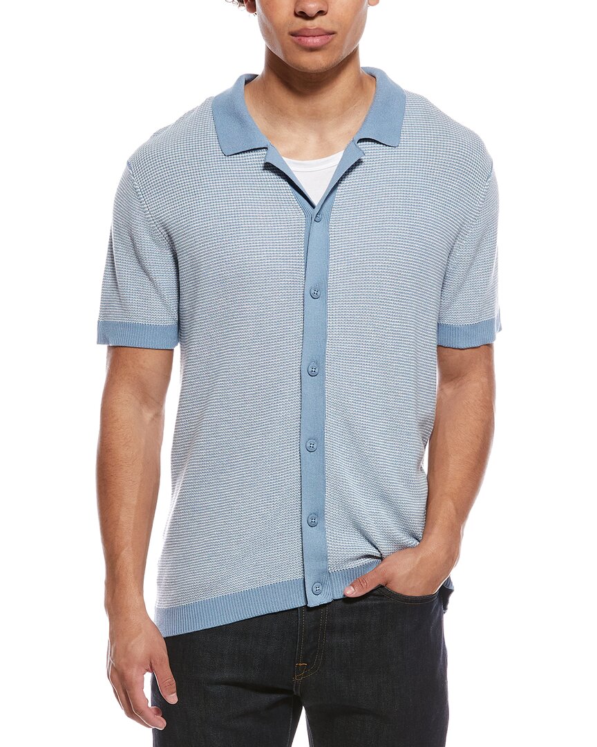 Vintage Summer Polo Sweater In Blue